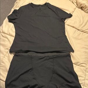 Black Short Sleeve Top and Pants Set